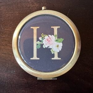 Personalized Monogrammed Floral H Compact Mirror